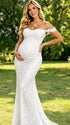 White Lace Off-Shoulder Maternity Maxi Dress – Bodycon Milk Silk Gown, Elegant Baby Shower & Photoshoot Dress