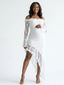 White Lace Off-Shoulder Bodycon Maternity Maxi Dress