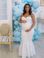 White Rhinestone & Pearl Cami Mermaid Maternity Maxi Dress