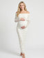 White Lace Off-Shoulder Bodycon Maternity Maxi Dress
