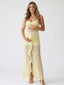 Yellow Lace Halter Ruffle Mermaid Maternity Maxi Gown