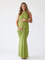 Apple Green Butterfly Halter Ruched Maternity Maxi Dress