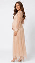 Apricot Gold Sequin Maternity Dress, Luxury Pregnancy Gown for Baby Shower, Maternity Photoshoot, Pregnancy Announcement, Gender Reveal, Motherhood Portrait, Formal Event, Holiday Party | Bumplook