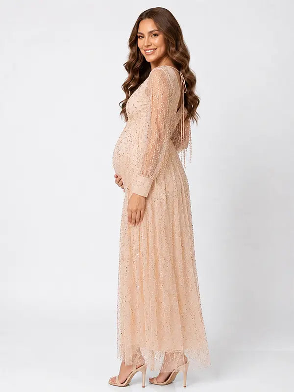 maternity dresses for xmas party Xpenyo Women's Summer Casual Short Sleeve V Neck Wrap Long Maxi Dress Pregnancy Clothes Baby Shower, Photoshoot, Party, Daily, Nursing, Army Green S at Amazon Women's Clothing store Solid Color Off Cheriluna Maternity Elegant Ruffle Detail
