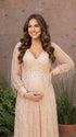 Apricot Gold Sequin Maternity Dress, Luxury Pregnancy Gown for Baby Shower, Maternity Photoshoot, Pregnancy Announcement, Gender Reveal, Motherhood Portrait, Formal Event, Holiday Party | Bumplook