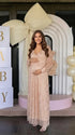 Apricot Gold Sequin Maternity Dress, Luxury Pregnancy Gown for Baby Shower, Maternity Photoshoot, Pregnancy Announcement, Gender Reveal, Motherhood Portrait, Formal Event, Holiday Party | Bumplook