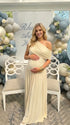 Apricot maternity dress for baby shower, ruched pregnancy dress for photoshoot, champagne maternity gown