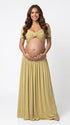 apricot yellow maternity two piece maxi skirt set with off shoulder pregnancy silhouette