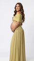 apricot yellow maternity two piece maxi skirt set with off shoulder pregnancy silhouette