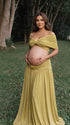 apricot yellow maternity two piece maxi skirt set with off shoulder pregnancy silhouette