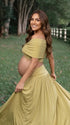 apricot yellow maternity two piece maxi skirt set with off shoulder pregnancy silhouette