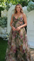 army green floral mesh maternity maxi dress with adjustable lace up back