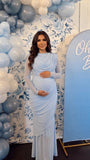 Baby Blue Maternity Dress, Ruched Maternity Dress for Baby Shower, Maternity Photoshoot, Gender Reveal, Pregnancy Announcement, Wedding Guest, Bridal Shower, Formal Events | Bumplook