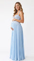 Light Blue Maternity Gown, Lace Up Corset Pregnancy Dress for Baby Shower, Maternity Photoshoot, Gender Reveal, Pregnancy Announcement, Wedding Guest, Bridal Shower, Formal Events | Bumplook