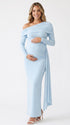Baby Blue Long Sleeve Maternity Maxi Dress Back View for Pregnancy Photos | Bumplook