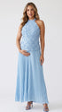 Blue Maternity Dress for Gender Reveal and Pregnancy Announcement | Bumplook