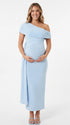 Blue Maternity Photoshoot Dress with Bump Flattering Ruching | Bumplook