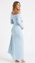 Long Sleeve Baby Blue Maternity Dress for Boy Baby Shower and Gender Reveal | Bumplook