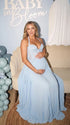 Light Blue Maternity Gown, Lace Up Corset Pregnancy Dress for Baby Shower, Maternity Photoshoot, Gender Reveal, Pregnancy Announcement, Wedding Guest, Bridal Shower, Formal Events | Bumplook