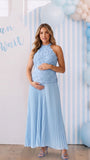 Blue Floral Maternity Dress for Boy Baby Shower | Bumplook