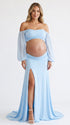 Light Blue Pregnancy Photoshoot Dress, Two Piece Maternity Outfit for Boy Baby Shower and Pregnancy Announcement | Bumplook