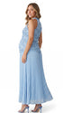 Blue Pregnancy Celebration Maxi Dress with Floral Bodice | Bumplook