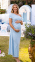 Baby Blue Maternity Dress for Baby Shower and Gender Reveal | Bumplook
