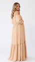 Neutral Boho Maternity Dress, Beige Photoshoot Dress for Baby Shower, Maternity Photoshoot, Pregnancy Announcement, Gender Reveal, Family Photos | Bumplook
