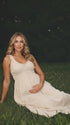 Neutral Beige Maternity Maxi Dress, Smocked Cotton Blend Pregnancy Dress for Baby Shower, Maternity Photoshoot | Bumplook