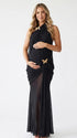 Black Butterfly Maternity Dress for Baby Shower with Gold Details | Bumplook