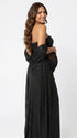 black glitter maternity maxi dress sheer mesh bodycon pregnancy gown