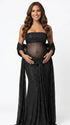 black glitter maternity maxi dress sheer mesh bodycon pregnancy gown