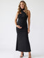 Black Halter Ruched Bodycon Maternity Maxi Dress