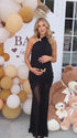 Black Butterfly Maternity Dress for Baby Shower with Gold Details | Bumplook