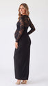 Black Elegant Maternity Maxi Dress, Long Sleeve Lace Pregnancy Announcement Gown for Baby Shower, Maternity Photoshoot, Gender Reveal, Pregnancy Announcement, Wedding Guest, Bridal Shower, Formal Events | Bumplook
