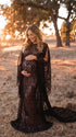 Black Maternity Photoshoot Dress with Train, Lace Pregnancy Gown for Maternity Photoshoot, Outdoor Photos, Pregnancy Announcement | Bumplook