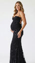 black maternity dress embroidered floral mermaid lace up back elegant evening pregnancy gown