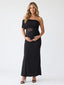 Black One Shoulder Lace Cutout Maternity Maxi Dress for Evening Photoshoot