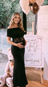 Black One Shoulder Maternity Dress, Lace Cutout Pregnancy Gown for Maternity Photoshoot, Pregnancy Announcement, Wedding Guest, Formal Event, Motherhood Portrait, Studio Photography | Bumplook