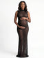 Black Rhinestone Maternity Gown – Sparkly Mock Neck Pregnancy Dress for Formal Events
