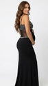 Black Rhinestone Maternity Maxi Dress with Sheer Mesh for Pregnancy Photoshoot