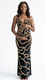 Black Sequin Rose Maternity Maxi Dress for Baby Shower and Luxury Maternity Photoshoot