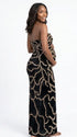 Black Sequin Rose Maternity Maxi Dress for Baby Shower and Luxury Maternity Photoshoot