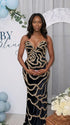 Black Sequin Rose Maternity Maxi Dress for Baby Shower and Luxury Maternity Photoshoot