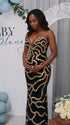 Black Sequin Rose Maternity Maxi Dress for Baby Shower and Luxury Maternity Photoshoot