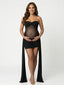 Black Strapless Ruched Maternity Mini Dress with Draped Panels