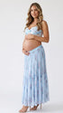 Blue Floral Maternity Two Piece Set, Maternity Outfit for Blue Baby Shower, Maternity Photoshoot, Pregnancy Announcement, Gender Reveal | Bumplook