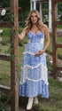 Blue Floral Cotton Maternity Dress, Boho Pregnancy Maxi Dress for Garden Baby Shower, Maternity Photoshoot, Pregnancy Announcement, Outdoor Events | Bumplook