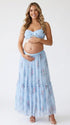 Blue Floral Maternity Two Piece Set, Maternity Outfit for Blue Baby Shower, Maternity Photoshoot, Pregnancy Announcement, Gender Reveal | Bumplook