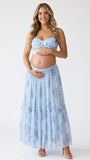 Blue Floral Maternity Two Piece Set, Maternity Outfit for Blue Baby Shower, Maternity Photoshoot, Pregnancy Announcement, Gender Reveal | Bumplook